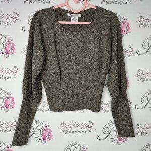 Lark+grey shirt long sleeve heathered black grey brown balloon sleeves puff